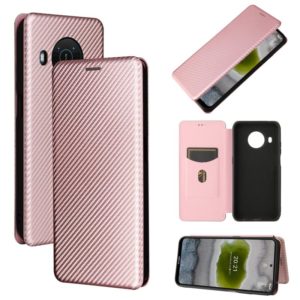 For Nokia X10 Carbon Fiber Texture Horizontal Flip TPU + PC + PU Leather Case with Card Slot(Pink) (OEM)