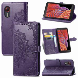 For Samsung Galaxy XCover 5 Mandala Flower Embossed Horizontal Flip Leather Case with Bracket / Card Slot / Wallet / Lanyard(Purple) (OEM)