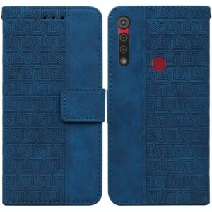 For Motorola Moto G8 Play / One Macro Geometric Embossed Leather Phone Case(Blue) (OEM)
