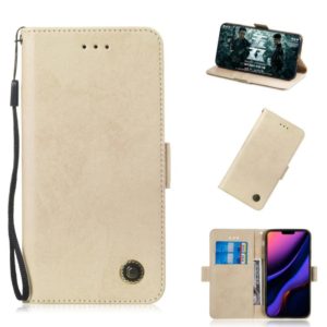 For iPhone 11 Pro Max Retro Horizontal Flip Leather Case with Card Slot & Holder(Gold) (OEM)