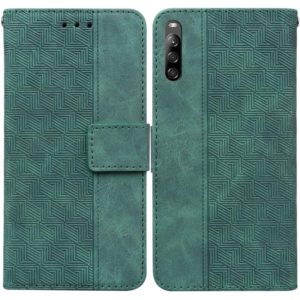 For Sony Xperia L4 Geometric Embossed Leather Phone Case(Green) (OEM)