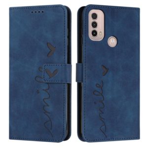 For Motorola Moto E20/E30/E40 Skin Feel Heart Pattern Leather Phone Case(Blue) (OEM)