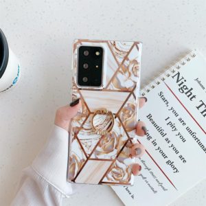 For Samsung Galaxy A51 Electroplating Stitching Pattern Soft TPU Protective Case with Ring Holder(Stitching Gold Flowers) (OEM)