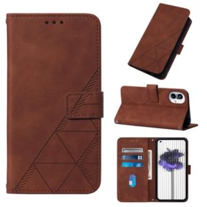 For Nothing Phone 1 3D Embossed Flip Leather Phone Case(Brown) (OEM)