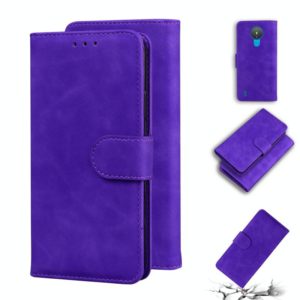 For Nokia 1.4 Skin Feel Pure Color Flip Leather Phone Case(Purple) (OEM)