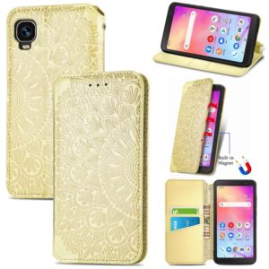 For TCL A509DL / A3 Blooming Mandala Embossed Magnetic Leather Phone Case(Yellow) (OEM)