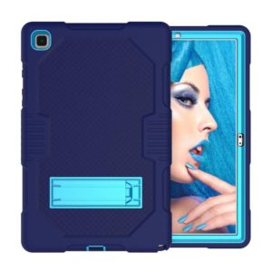 For Samsung Galaxy Tab A7 10.4 (2020) T500 / T505 Contrast Color Robot Shockproof Silicon + PC Protective Case with Holder & Pen Slot(Navy Blue) (OEM)