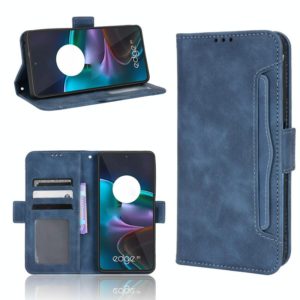 For Motorola Edge 30 Skin Feel Calf Texture Card Slots Leather Phone Case(Blue) (OEM)