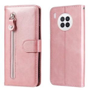 For Huawei nova 8i / Honor 50 Lite Calf Texture Zipper Horizontal Flip Leather Phone Case(Rose Gold) (OEM)