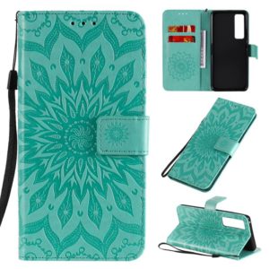 For Huawei Nova 7 Pro 5G Embossed Sunflower Pattern Horizontal Flip PU Leather Case with Holder & Card Slots & Wallet & Lanyard(Green) (OEM)