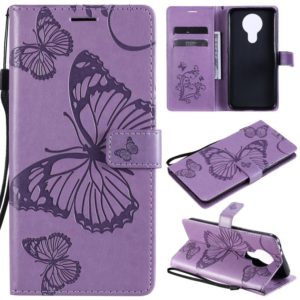 For Nokia 3.4 3D Butterflies Embossing Pattern Horizontal Flip Leather Case with Holder & Card Slot & Wallet(Purple) (OEM)
