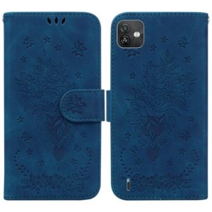 For Wiko Y82 Butterfly Rose Embossed Leather Phone Case(Blue) (OEM)