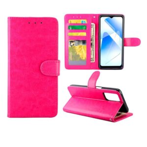 For OPPO A55 5G Crazy Horse Texture Leather Horizontal Flip Protective Case with Holder & Card Slots & Wallet & Photo Frame(Rose Red) (OEM)