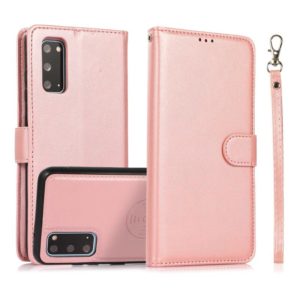 For Samsung Galaxy S20+ Calf Texture 2 in 1 Detachable Magnetic Back Cover Horizontal Flip Leather Case with Holder & Card Slots & Wallet & Photo Frame(Rose Gold) (OEM)