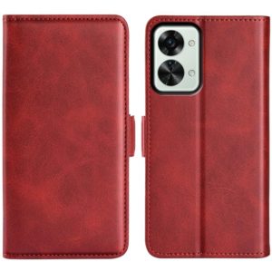 For OnePlus Nord 2T 5G Dual-side Magnetic Buckle Flip Leather Phone Case(Red) (OEM)
