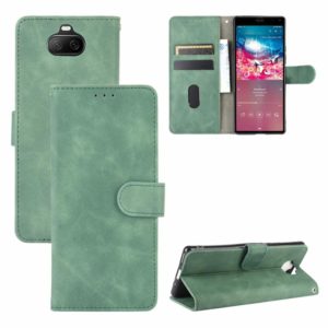 For Sony Xperia 8 Solid Color Skin Feel Magnetic Buckle Horizontal Flip Calf Texture PU Leather Case with Holder & Card Slots & Wallet(Green) (OEM)