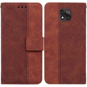 For Motorola Moto G Power 2021 Geometric Embossed Leather Phone Case(Brown) (OEM)
