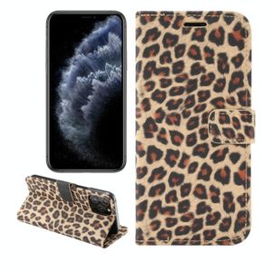 For iPhone 12 Pro Max Leopard Print Pattern Horizontal Flip Leather Case with Card Slot and Holder(Brown) (OEM)