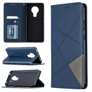For Nokia 5.3 Rhombus Texture Horizontal Flip Magnetic Leather Case with Holder & Card Slots & Wallet(Blue) (OEM)