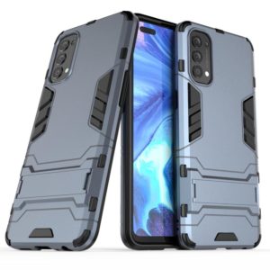 For OPPO Reno4 PC + TPU Shockproof Protective Case with Invisible Holder(Navy Blue) (OEM)