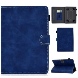 For 7 inch Tablet PC Universal Cowhide Texture Horizontal Flip Leather Case with Holder & Card Slots & Pen Slot(Blue) (OEM)