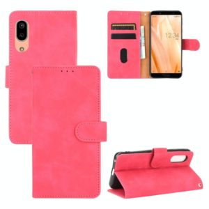 For Sharp Aquos Sense3 Lite SH-RM12 Solid Color Skin Feel Magnetic Buckle Horizontal Flip Calf Texture PU Leather Case with Holder & Card Slots & Wallet(Rose Red) (OEM)