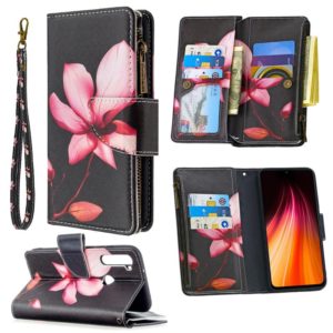 For Xiaomi Redmi Note 8T Colored Drawing Pattern Zipper Horizontal Flip Leather Case with Holder & Card Slots & Wallet(Lotus) (OEM)
