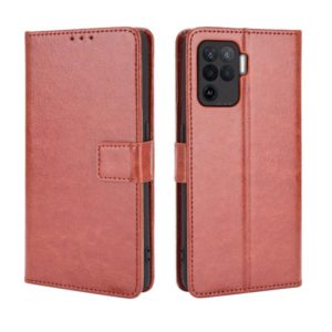 For OPPO A94 4G / F19 Pro / Reno5 F Retro Crazy Horse Texture Horizontal Flip Leather Case with Holder & Card Slots & Lanyard(Brown) (OEM)