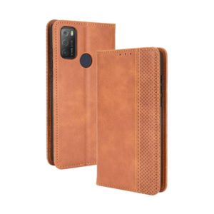 For TCL 20Y Magnetic Buckle Retro Texture Leather Phone Case(Brown) (OEM)