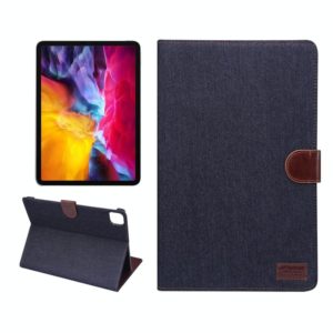 Για υπολογιστή iPad Pro 11 ιντσών 2020 / 2021 + διπλής όψης δερμάτινη Τζιν Θήκη τάμπλετ με πορτοφόλι (Μαύρο) (OEM)
