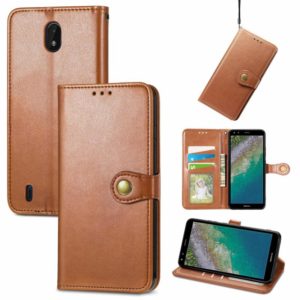 For Nokia C01 Plus Solid Color Leather Buckle Phone Case with Lanyard & Photo Frame & Card Slot & Wallet & Stand Function(Brwon) (OEM)