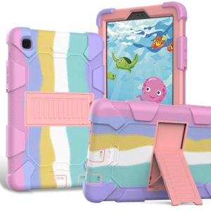 For Samsung Galaxy Tab A7 Lite T220 / T225 Two-Color Robot Shockproof Silicone + PC Protective Case with Holder(Rainbow+Rose Gold) (OEM)