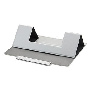 Laptop Leather Folding Stand Tablet Phone Holder(Silver Gray) (OEM)