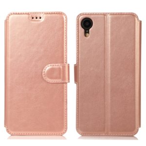 For iPhone XR Calf Texture Magnetic Buckle Horizontal Flip Leather Case with Holder & Card Slots & Wallet & Photo Frame(Rose Gold) (OEM)