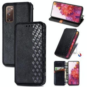 For Galaxy S20 FE(4G/5G) / S20 Lite Cubic Grid Pressed Horizontal Flip Magnetic PU Leather Case with Holder & Card Slots & Wallet(Black) (OEM)