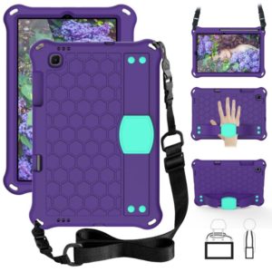 For Samsung Galaxy Tab S6 Lite P610 Honeycomb EVA + PC Shockproof Case with Strap(Purple+Aqua) (OEM)