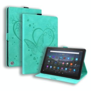 For Amazon Fire HD 8 (2020) Love Butterfly Pattern Horizontal Flip Leather Case with Holder & Sleep / Wake-up Function(Green) (OEM)