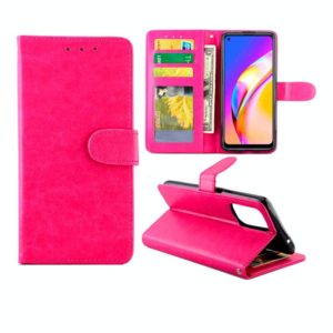 For OPPO A94 5G/F19 Pro+(5G)/Reno5 Z(5G)/RENO6 Z Crazy Horse Texture Leather Horizontal Flip Protective Case with Holder & Card Slots & Wallet & Photo Frame(Magenta) (OEM)