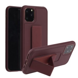 For iPhone 12 Pro Max Shockproof PC + TPU Protective Case with Wristband & Holder(Coffee) (OEM)