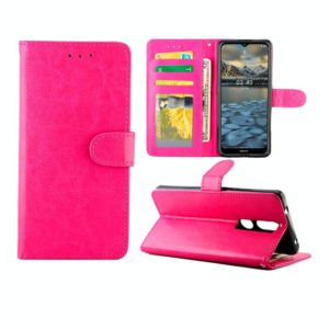For Nokia 2.4 Crazy Horse Texture Leather Horizontal Flip Protective Case with Holder & Card Slots & Wallet & Photo Frame(Magenta) (OEM)