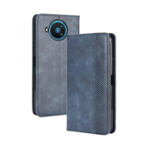 For Nokia 8.3 5G Magnetic Buckle Retro Crazy Horse Texture Horizontal Flip Leather Case , with Holder & Card Slots & Photo Frame(Blue) (OEM)