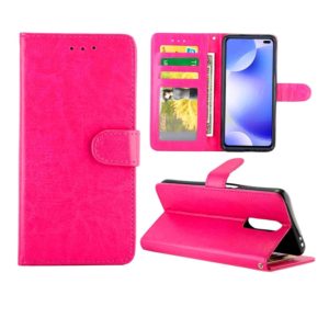 For Xiaomi Redmi K30 Crazy Horse Texture Leather Horizontal Flip Protective Case with Holder & Card Slots & Wallet & Photo Frame(Magenta) (OEM)