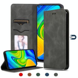 For Redmi Note 9 / Redmi 10X 4G Retro Skin Feel Business Magnetic Horizontal Flip Leather Case(Dark Grey) (OEM)