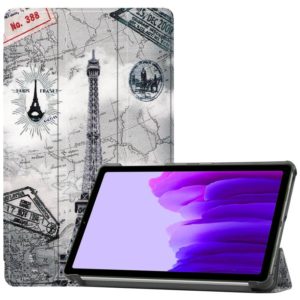 For Samsung Galaxy Tab A7 Lite T225 Colored Drawing Pattern Horizontal Flip Leather Case with Three-folding Holder & Sleep / Wake-up Function(Retro Tower) (OEM)
