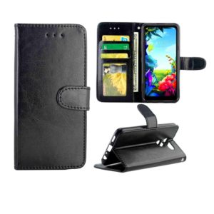For LG K40S Crazy Horse Texture Leather Horizontal Flip Protective Case with Holder & Card Slots & Wallet & Photo Frame(Black) (OEM)