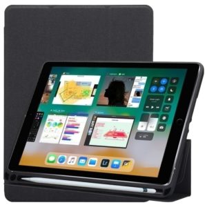 Cloth Texture Pattern Horizontal Flip Leather Case for iPad Pro 10.5 inch ,with Three-folding Holder & Pen Slots (Black) (OEM)