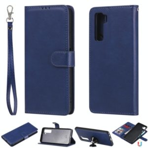 For Huawei Nova 7 SE 2 in 1 Solid Color Detachable PU Leather Case with Card Slots & Magnetic Holder & Photo Frame & Wallet & Strap(Blue) (OEM)