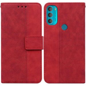 For Motorola Moto G71 Geometric Embossed Leather Phone Case(Red) (OEM)
