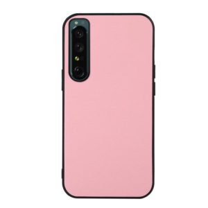 For Sony Xperia 1 IV Accurate Hole Two-color Litchi Texture PU Phone Case(Pink) (OEM)