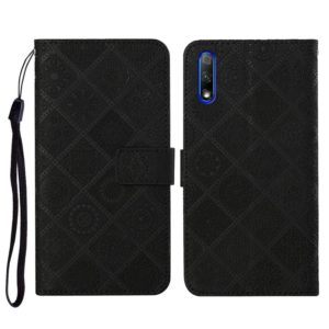 For Huawei Honor 9X / 9X Pro Ethnic Style Embossed Pattern Horizontal Flip Leather Case with Holder & Card Slots & Wallet & Lanyard(Black) (OEM)